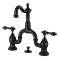 Kingston Brass Bridge Bathroom Faucet with Brass PopUp, Matte Black KS7970AL